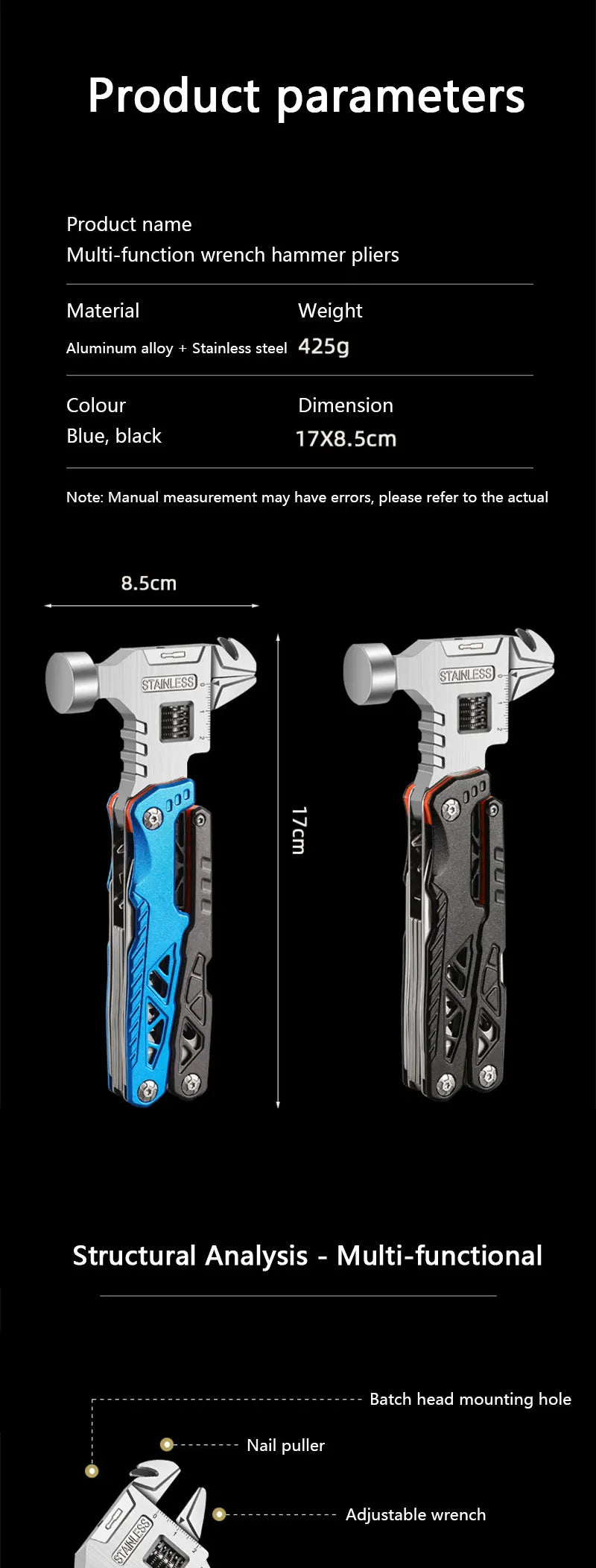 All-in-One Emergency Tool β Hammer, Pliers, Wrench & More in One